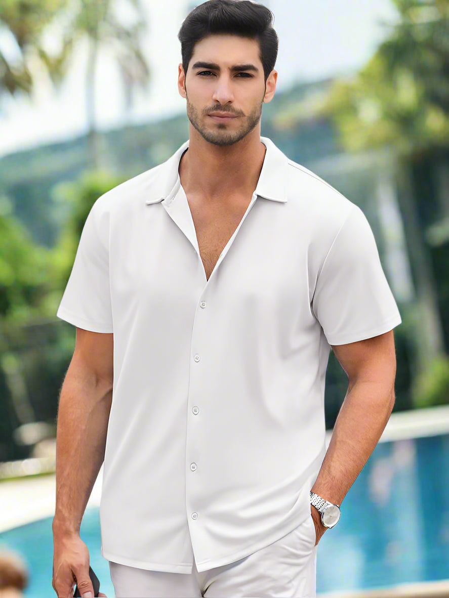 mens short sleeve silk dress shirts Men's T-Shirt Luxury Button Down Silk Shirt Dark Gray / L It is ideal for men who value comfort and elegance in their attire. Tommy Bahama Men's Al Fresco