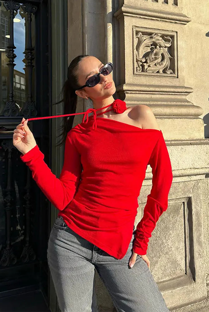 2024-Summer-Red-Elegant-3d-Flower-Tops-Ashoreshop-Femlae-Long-Sleeve-Tee-1