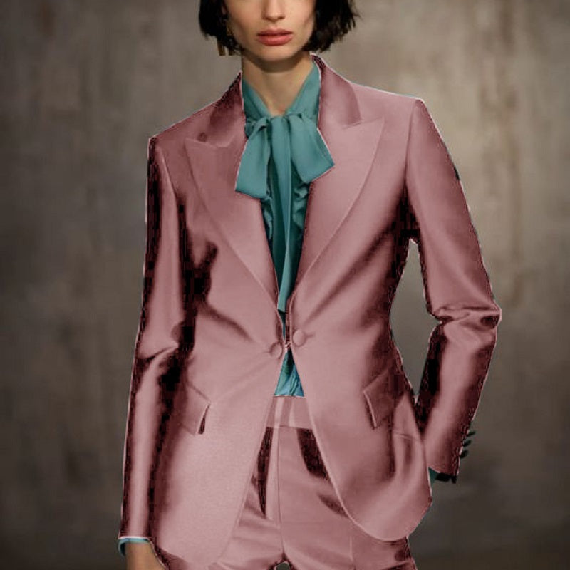 Women's Two-piece Satin Suit Chic and Elegant Woman Pant Suit Set Custom