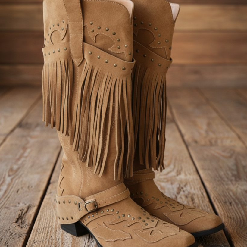 Women Western Inspired High Boots Ashore Fashion Tassel Boot