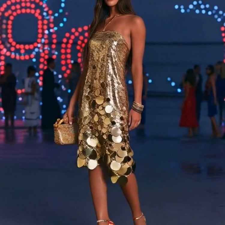 ASHORE® Designer Evening Cocktail Sequin Dress