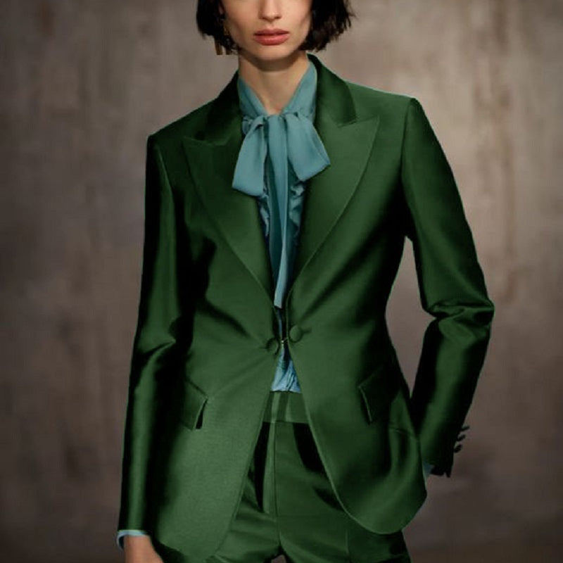 Women's Two-piece Satin Suit Chic and Elegant Woman Pant Suit Set Custom