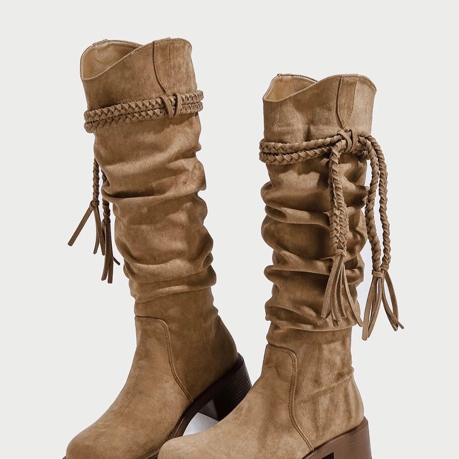 Women Western Inspired High Boots Ashore Fashion Utility Boots