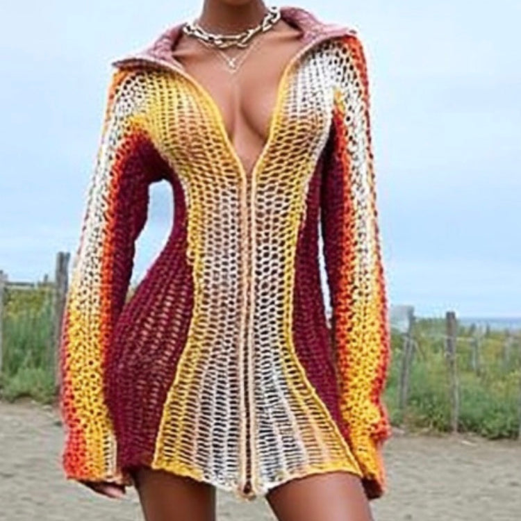 Ashore Design Knitted Thin Sweater Dress For Beach Getaway