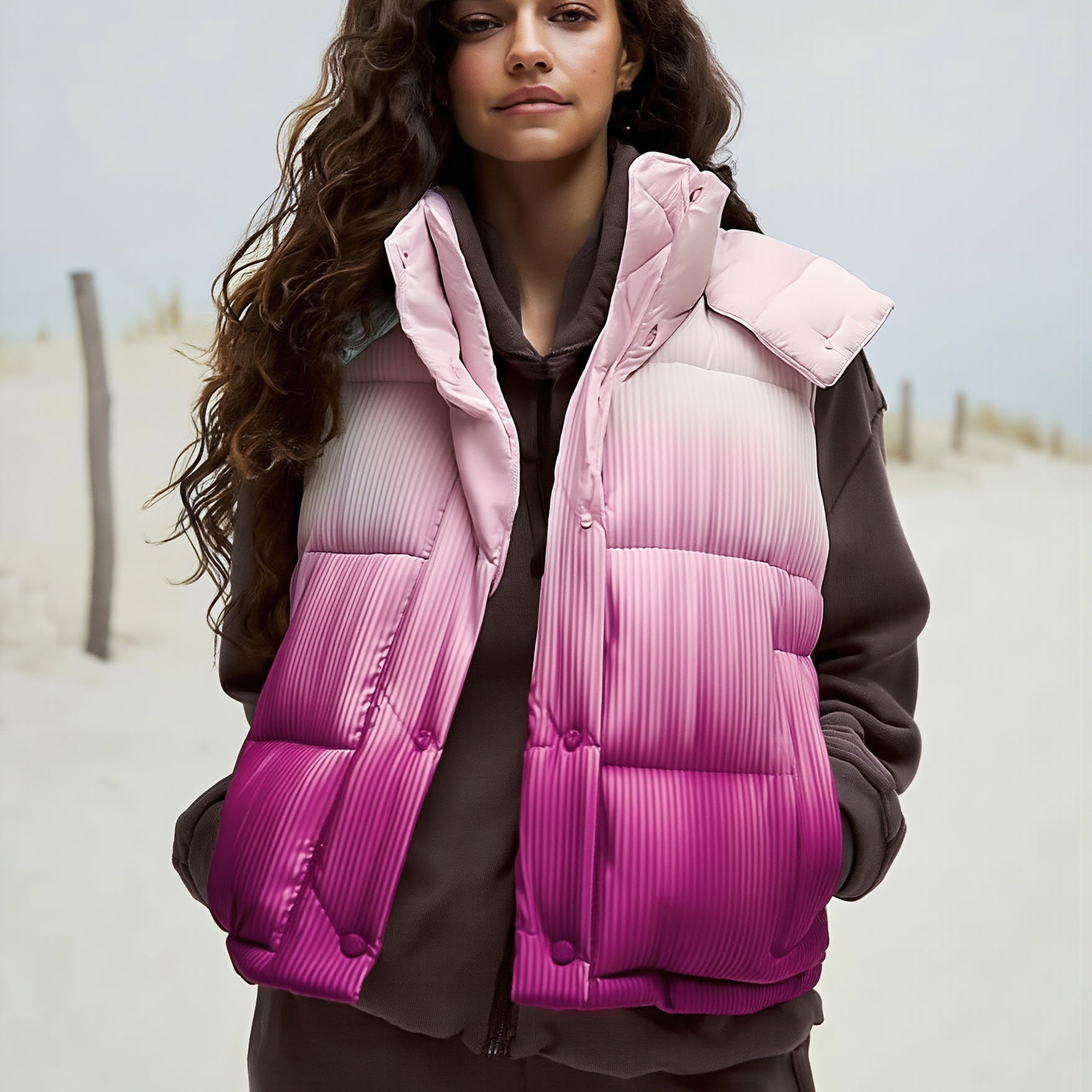 ASHORE® Festival Style Pleated Ombré 90% Down Vest