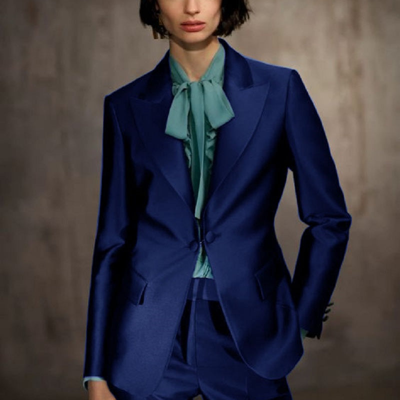 Women's Two-piece Satin Suit Chic and Elegant Woman Pant Suit Set Custom