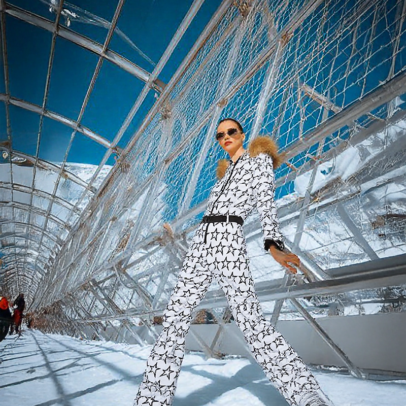 Winter Jumpsuits Ashore Ski Shop Women Star Jumpsuits With Furry Hood