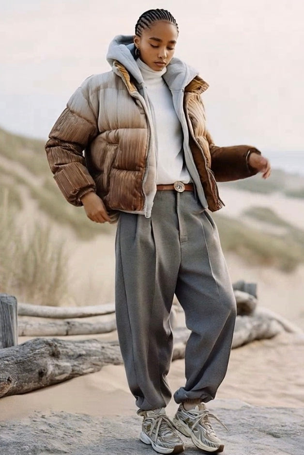 ASHORE_Festival_Style_Pleated_Ombr_High_collar_Down_Coat-1