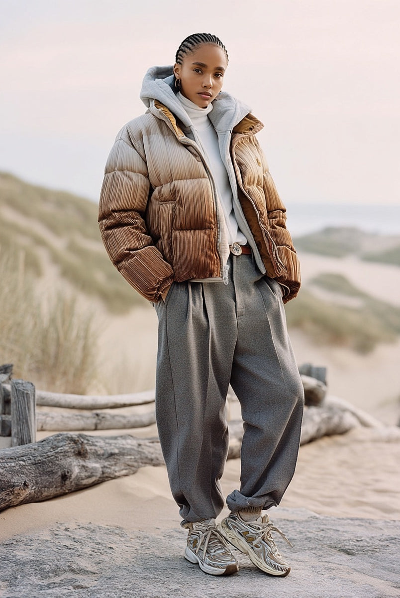 ASHORE_Festival_Style_Pleated_Ombr_High_collar_Down_Coat