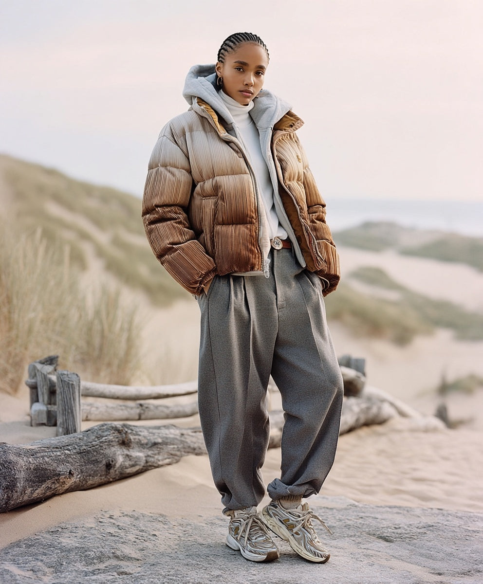 ASHORE_Festival_Style_Pleated_Ombr_High_collar_Down_Coat