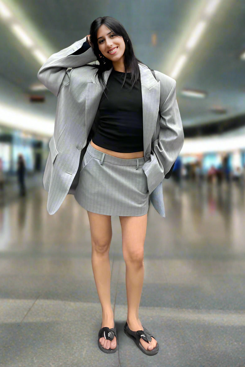 ASHORE_Women_blended_2025_early_spring_new_fashionable_loose_hot_trend_wider_drop_shoulder_pad_suit_jacket_versatile_skirt_suit_sets