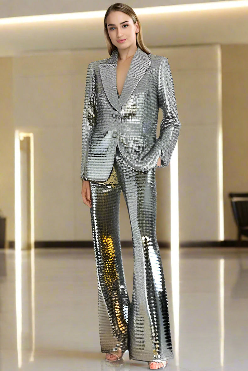 ASHORE_Women_shiny_silver_sequins_pant_suit_sets