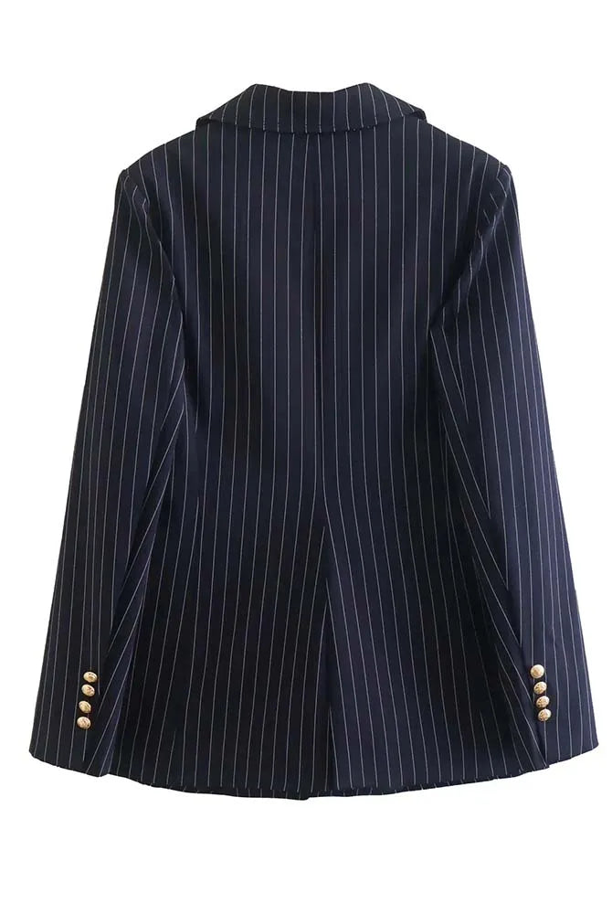 Ashore-Shop-Women's Blazer Set Woman 2 Pieces Suit 2023 Autumn Fashion Stripe Office Blazer+ Pants-3