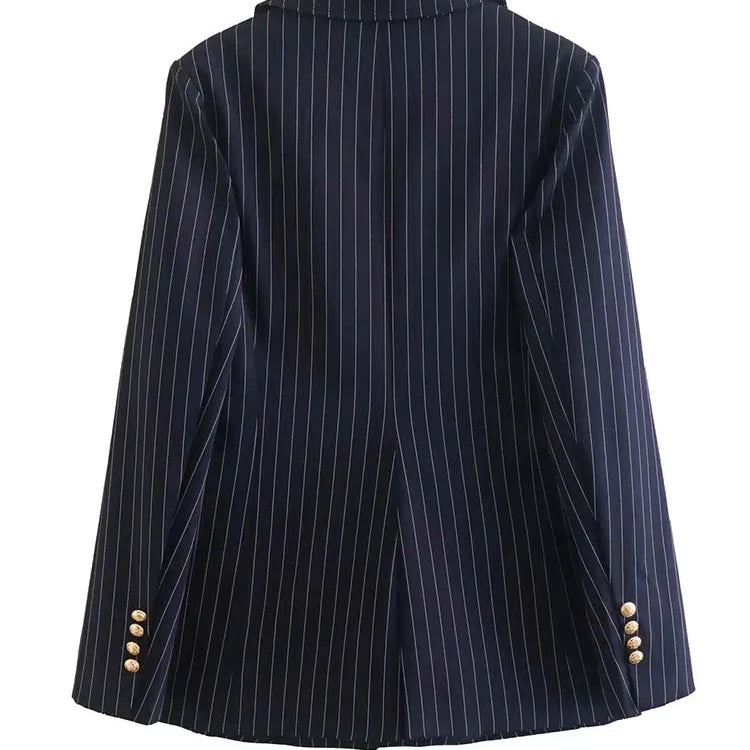 Ashore-Shop-Women's Blazer Set Woman 2 Pieces Suit 2023 Autumn Fashion Stripe Office Blazer+ Pants-3