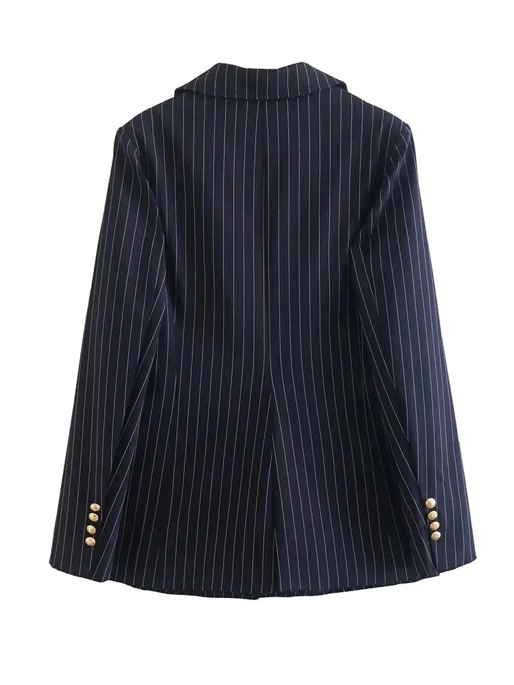 Ashore-Shop-Women's Blazer Set Woman 2 Pieces Suit 2023 Autumn Fashion Stripe Office Blazer+ Pants-3