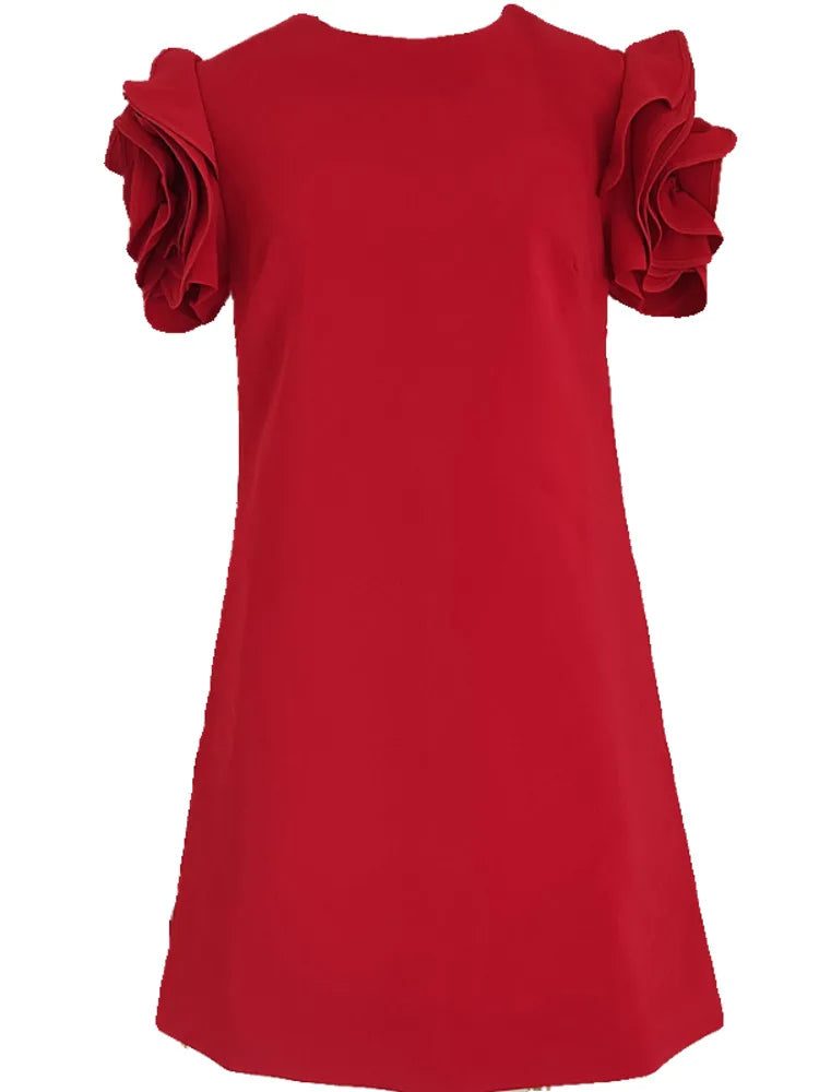 Ashore-shop-3d-flowers-Spliced-Dresses-For-Women-Round-Neck-High-Waist-Elegant-Dress-Female