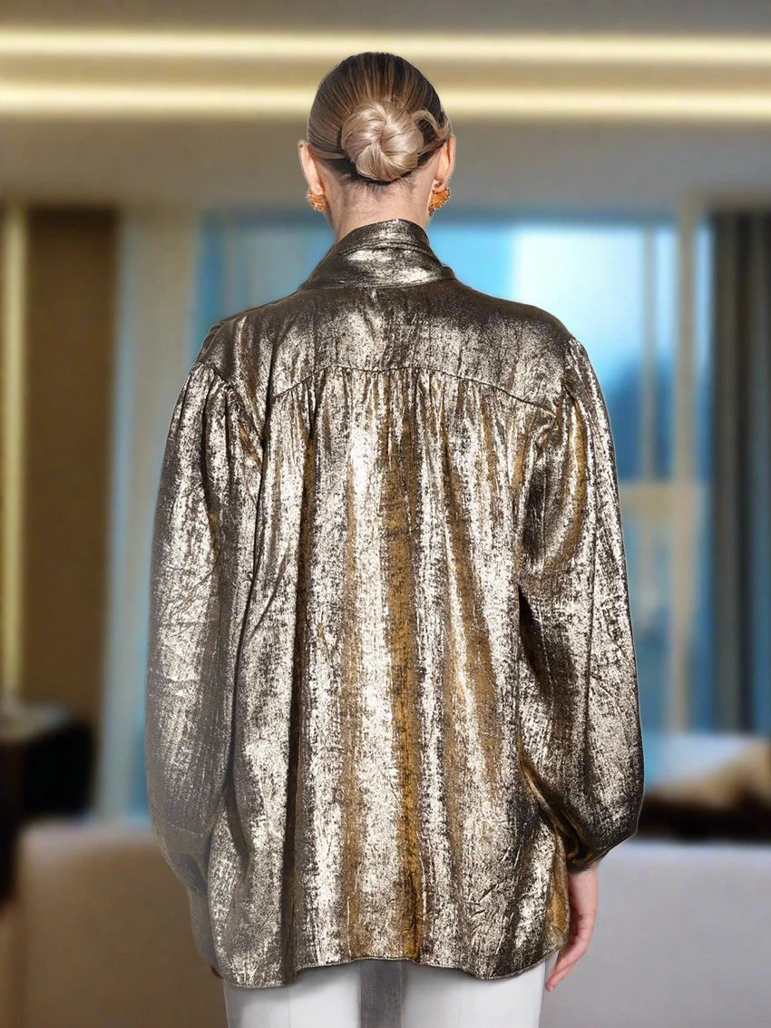 Ashore-shop-Loose-Gold-Women-S-Shirts-2024-Elegant-V-Neck-Long-Sleeve-Shirt-Vintage-Shirt-4