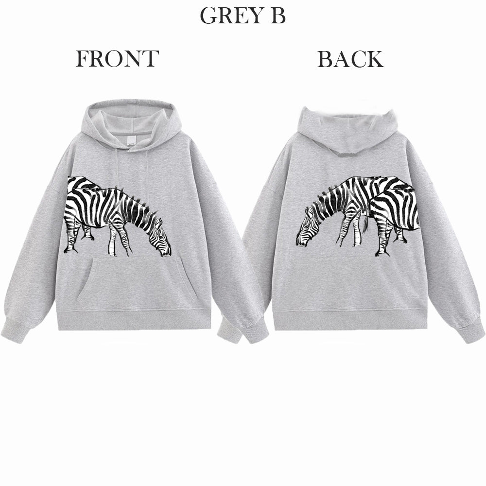 Zebra Dual Match Hoodies Unisex Valentine Artist Hand Painting A& B Couple Matching Hoodies