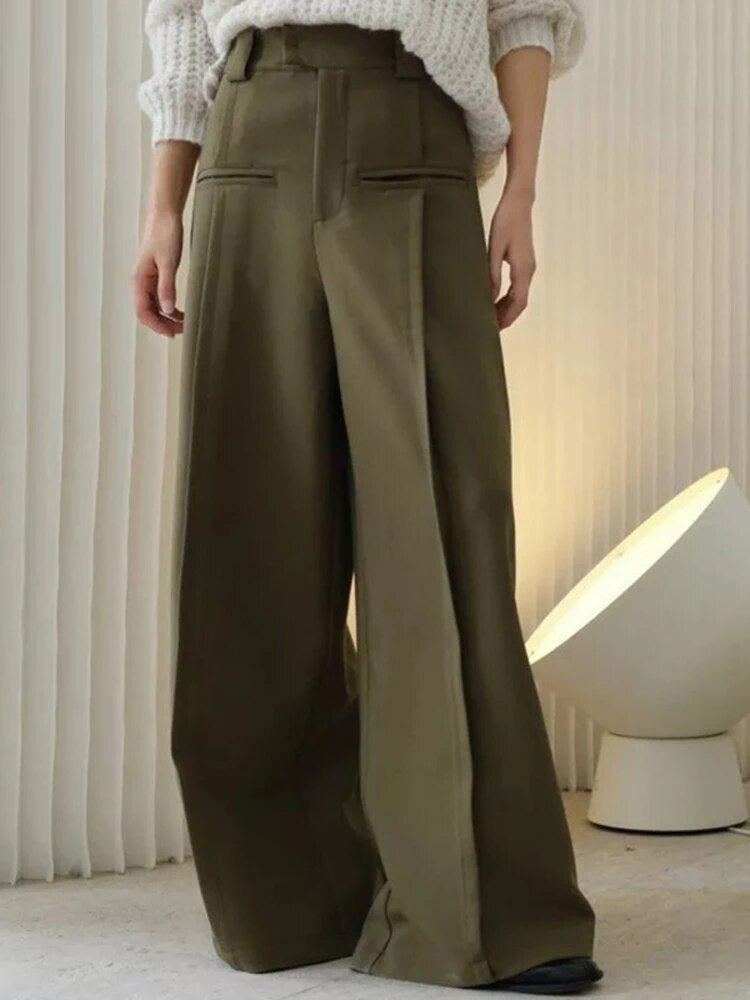 AshoreShop-2023-Spring-New-Women-Solid-Color-Button-High-Waist-Long-Trousers-1