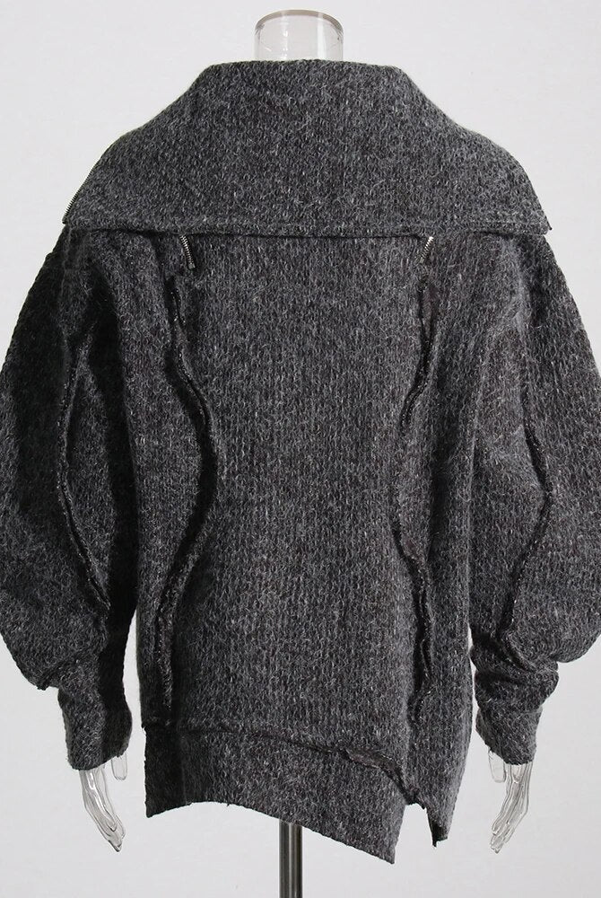 Ashore Boutique Zipper Off Shoulder Sweater For Women-4