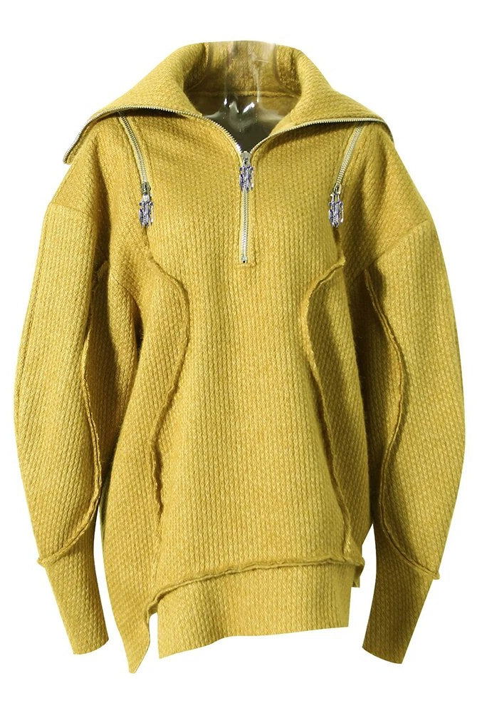 Ashore Boutique Zipper Off Shoulder Sweater For Women-1