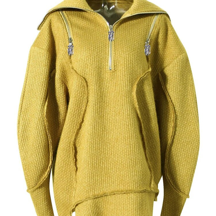 Ashore Boutique Zipper Off Shoulder Sweater For Women-1