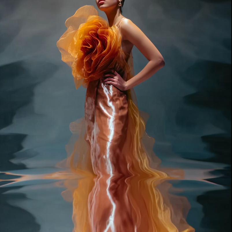 Ashore_Designer_Water_Silk_3D_Flower_Dress_Flowing_Evening_Dress