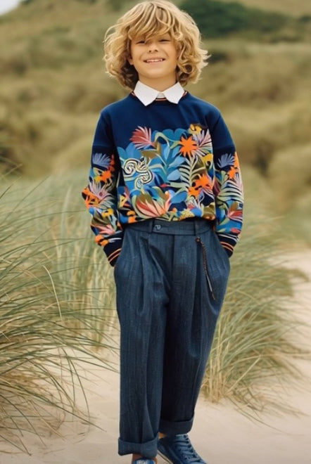Ashore_Father_Son_Family_Seashore_Vacation_Long_Sleeve_tropical_Pattern_Cotton_Sweatshirt-3