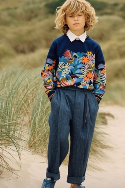 Ashore_Father_Son_Family_Seashore_Vacation_Long_Sleeve_tropical_Pattern_Cotton_Sweatshirt-4