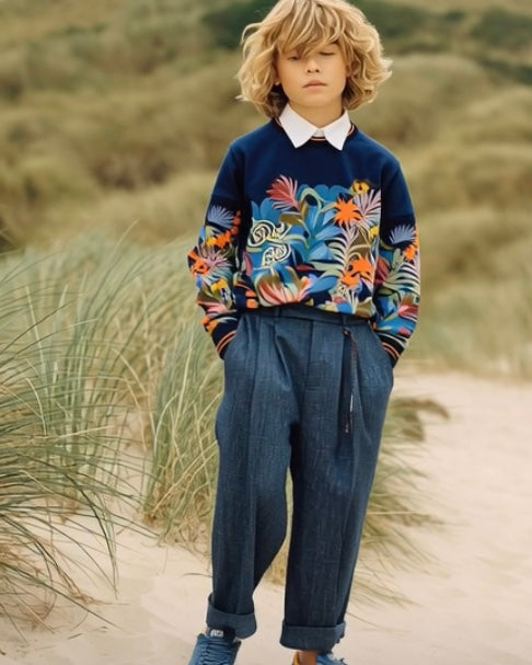Ashore_Father_Son_Family_Seashore_Vacation_Long_Sleeve_tropical_Pattern_Cotton_Sweatshirt-4