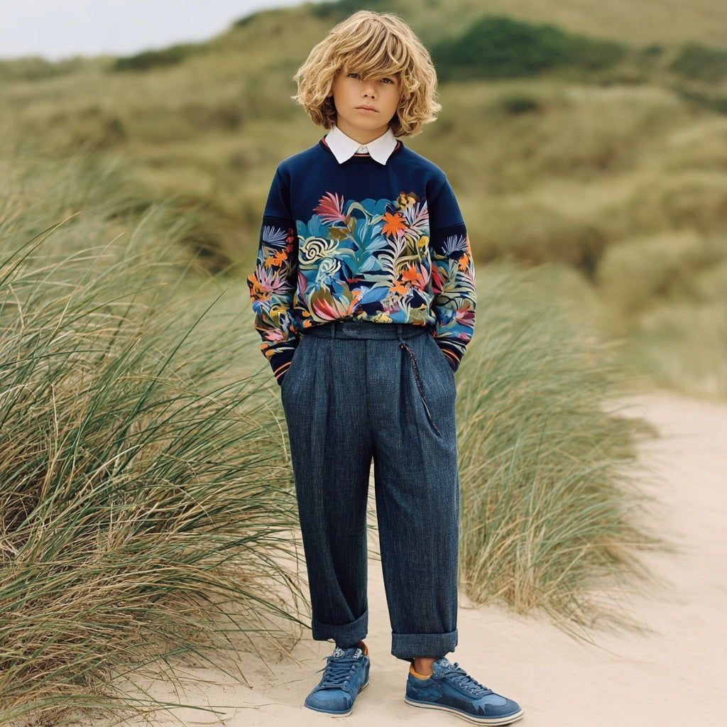 Ashore_Father_Son_Family_Seashore_Vacation_Long_Sleeve_tropical_Pattern_Cotton_Sweatshirt-5