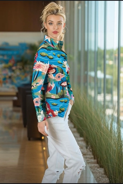 Ashore_Lily_Pond_Painting_Women_Graphic_long_Sleeve_Shirts-2