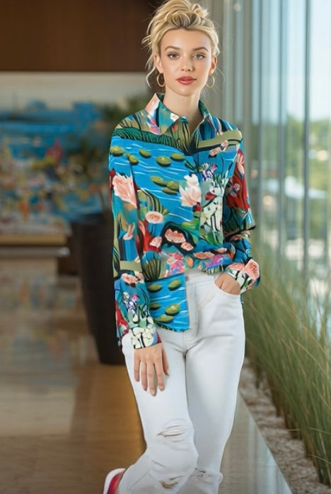 Ashore_Lily_Pond_Painting_Women_Graphic_long_Sleeve_Shirts-4