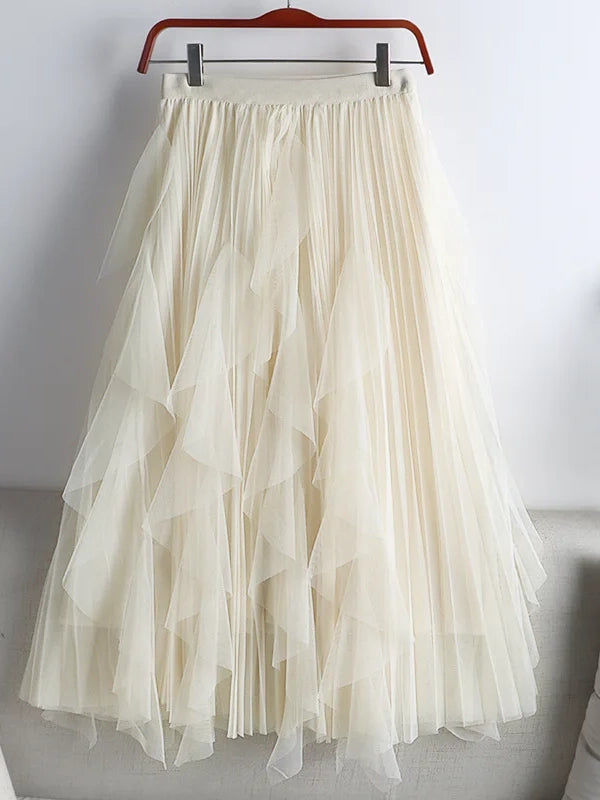 Ashore Shop-Women-Solid-Color-High-Waist-Pleated-Long-Printed-A-line_Skirtt