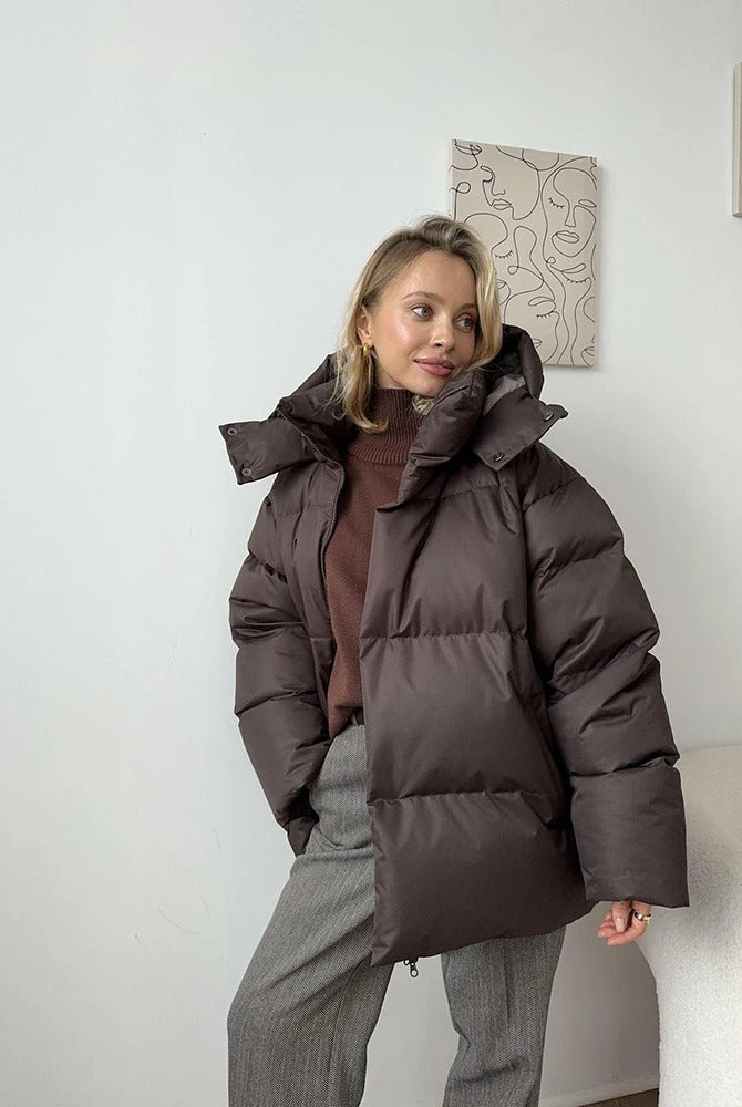 Ashore Shop Burgundy Women's Winter Warm Hooded Bubble Jacket-367