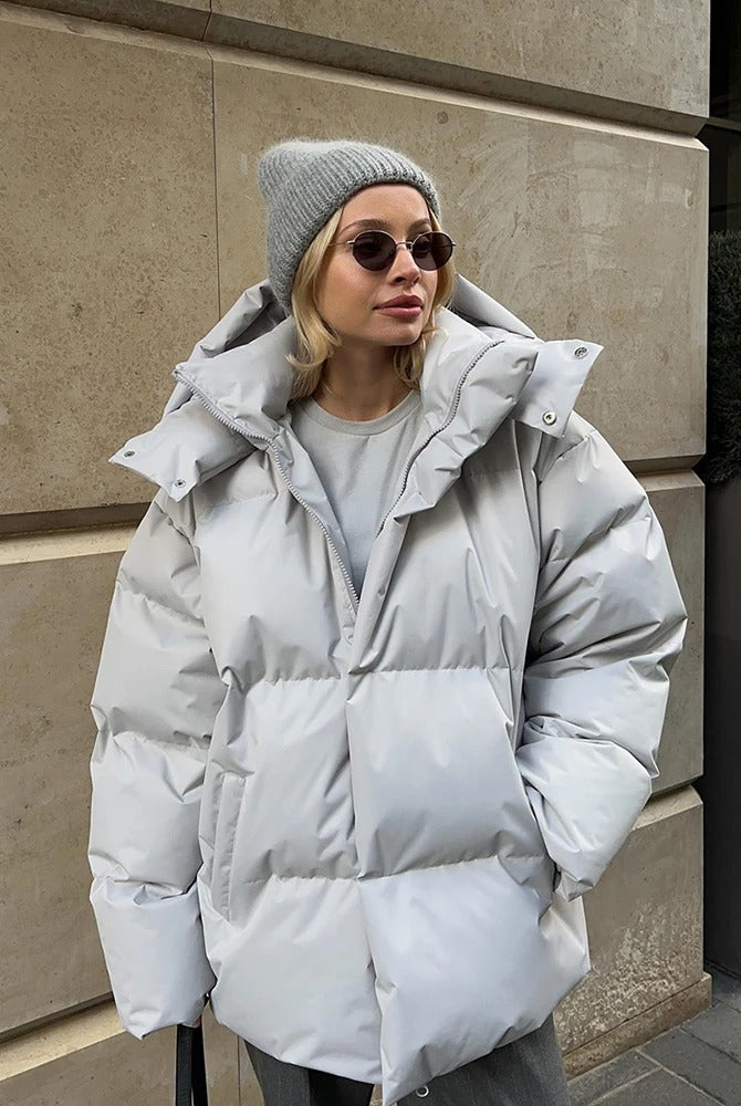 Ashore Shop Burgundy Women's Winter Warm Hooded Bubble Jacket-3a