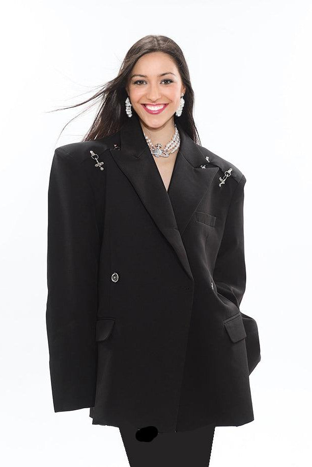 Ashore Shop Modern Women Formal wide shoulder celebrity two piece pant Suit Sets-1