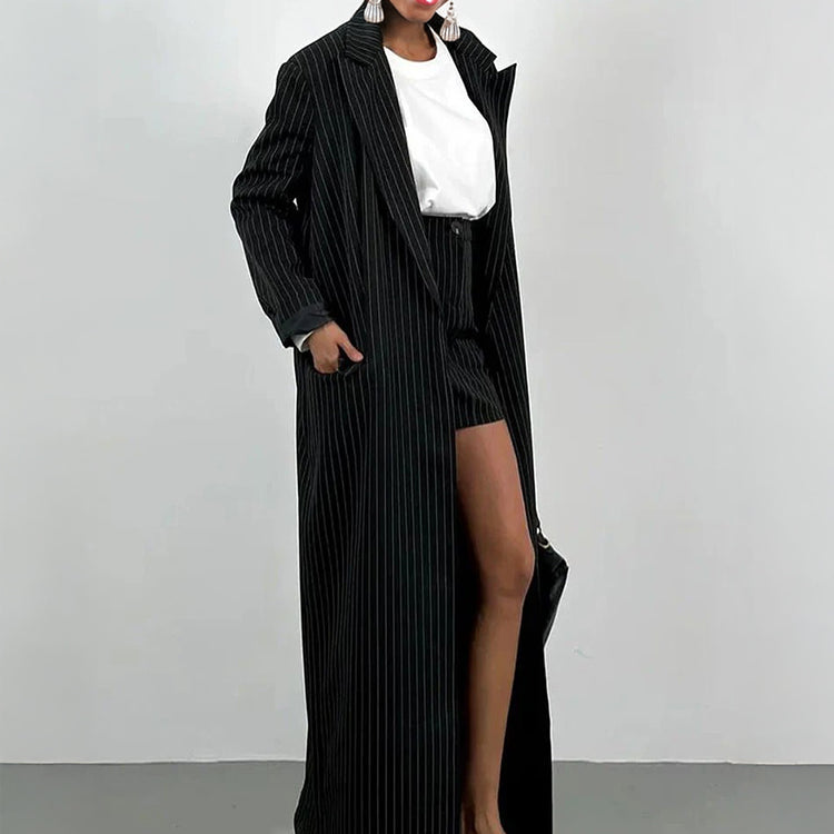 Ashore_Shop_Stripe_Women_s_Two_Pieces_Set_2025_Trendy_Floor_Length_Blazer_With_High_Waist_Mini_Skirt_Set