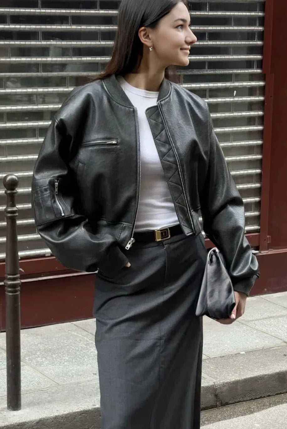 Ashore_Shop_Women_chic_modern_outfit_Short_Leather_Jacket_and_Asymmetric_Pant_Outfit-1