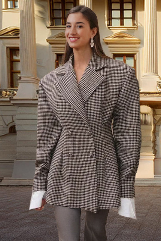 Ashore_Shop_women_s_checker_plaid_long_suit_blazer