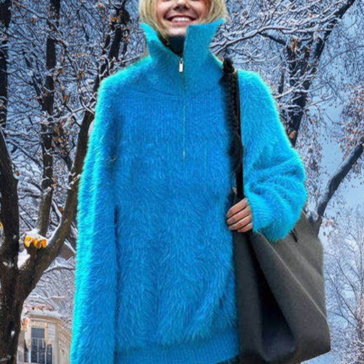 Ashore_Shop_women_s_pullover_Mohair_sweater_Zipper_opening_high_collar-1