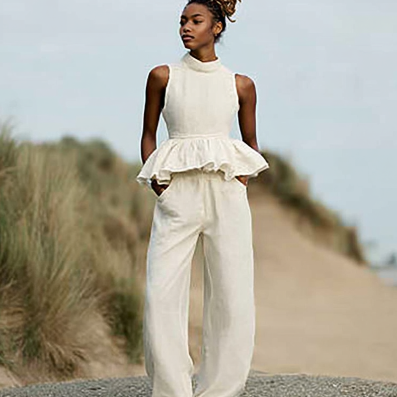 Ashore_Summer_Vacation_Linen_Sets_with_Back_Zipper_Opening