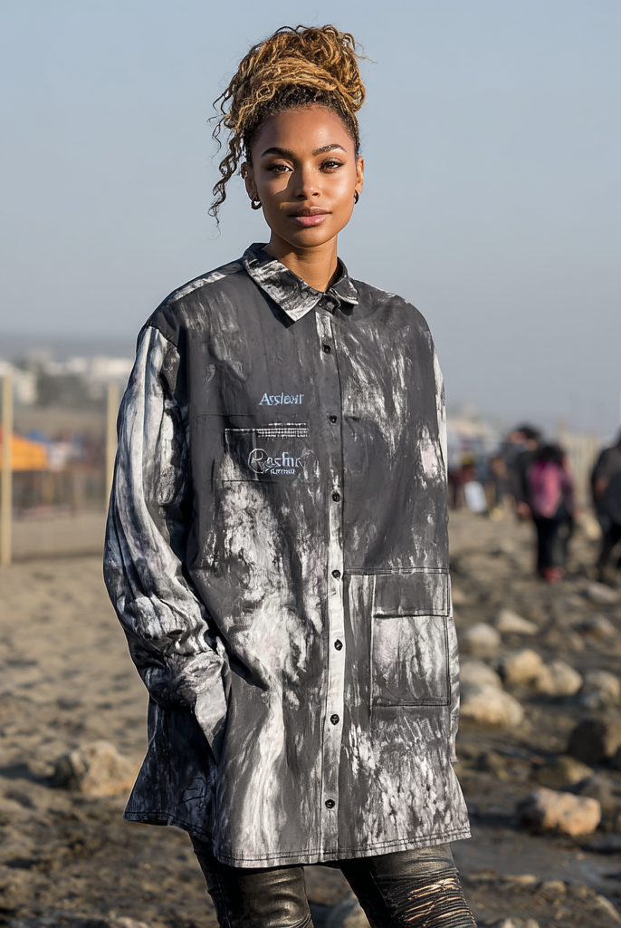 Ashore Washed Oversize Washed tie dye effect Top Shirts-1