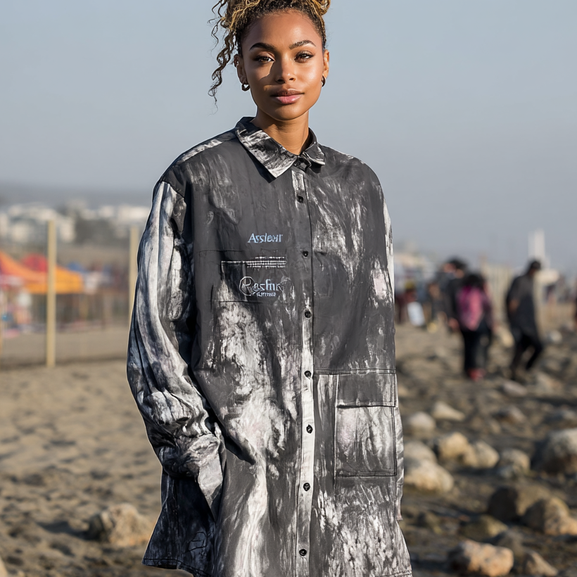 Ashore Washed Oversize Washed tie dye effect Top Shirts-1