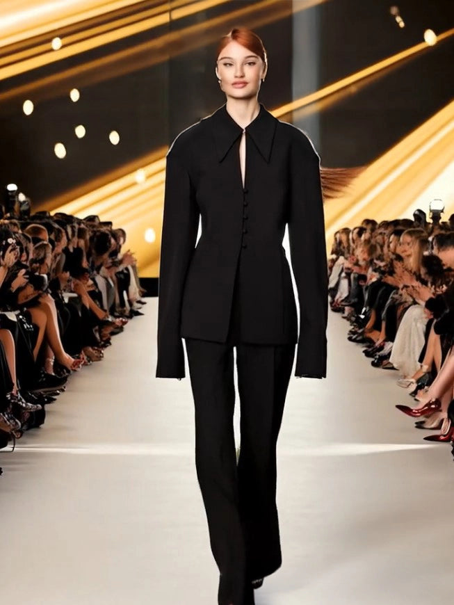 Ashore_two_piece_Black_Lightweight_Women_s_Shirt_Suit_Set-4