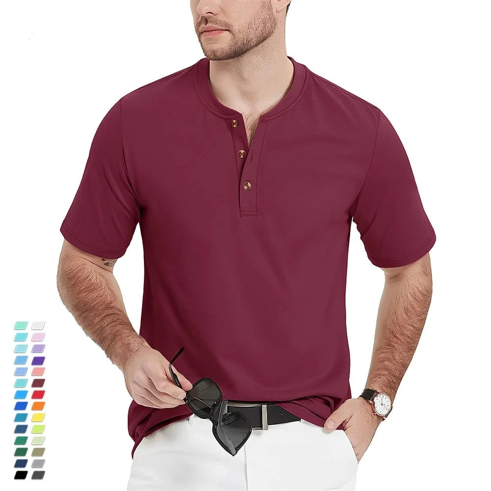 Ashoreshop-100%-Cotton-Henley-T-shirts-Mens-Casual-Henry-Collar-Short-Sleeve-T-Shirts-Summer-Tee-21a