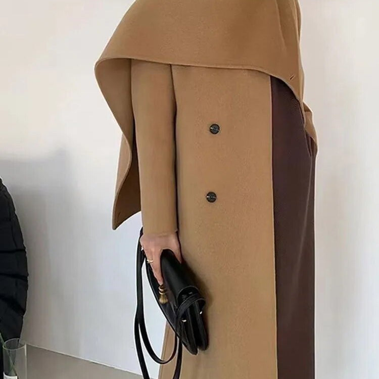 Ashoreshop-2023-Spring-And-Winter-New-Shawl-Scarf-Collar-Double-breasted-Loose-wool-coat-1