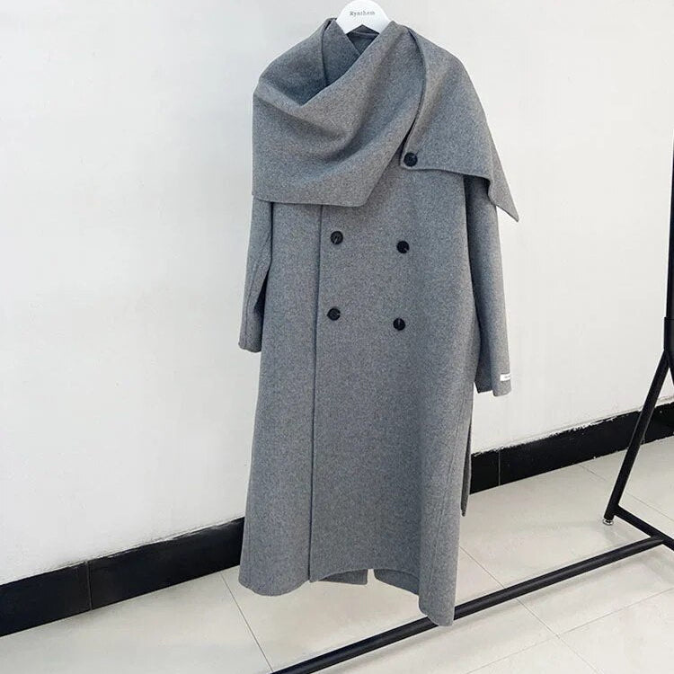 Ashoreshop-2023-Spring-And-Winter-New-Shawl-Scarf-Collar-Double-breasted-Loose-wool-coat-8