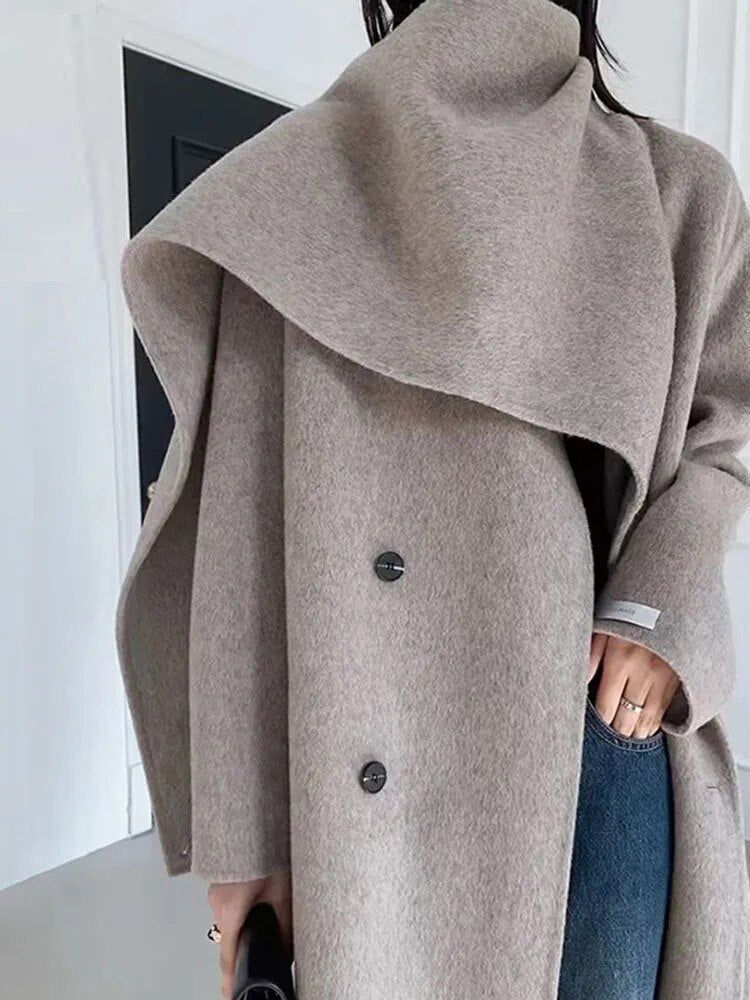 Ashoreshop-2023-Spring-And-Winter-New-Shawl-Scarf-Collar-Double-breasted-Loose-wool-coat