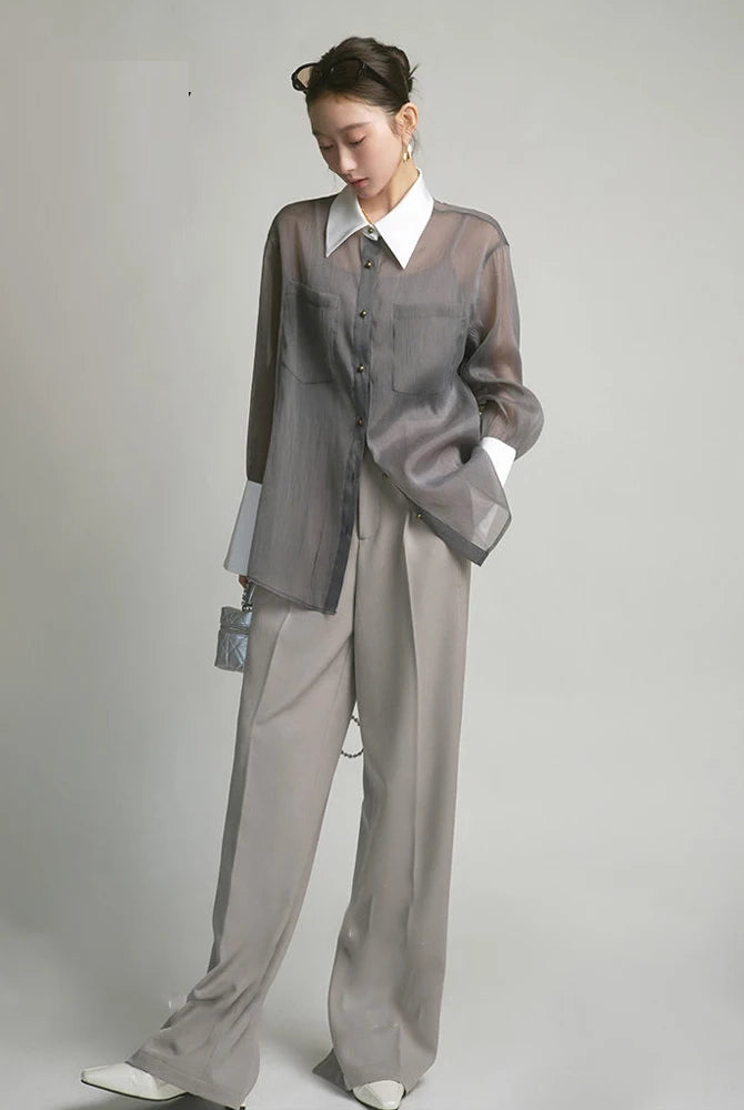 Ashoreshop-2024-Spring-Korea-Style-Long-Sleeve-Sheer-Women-Shirt-Office-Lady-Loose-Button-Up-Contrast-Collar1